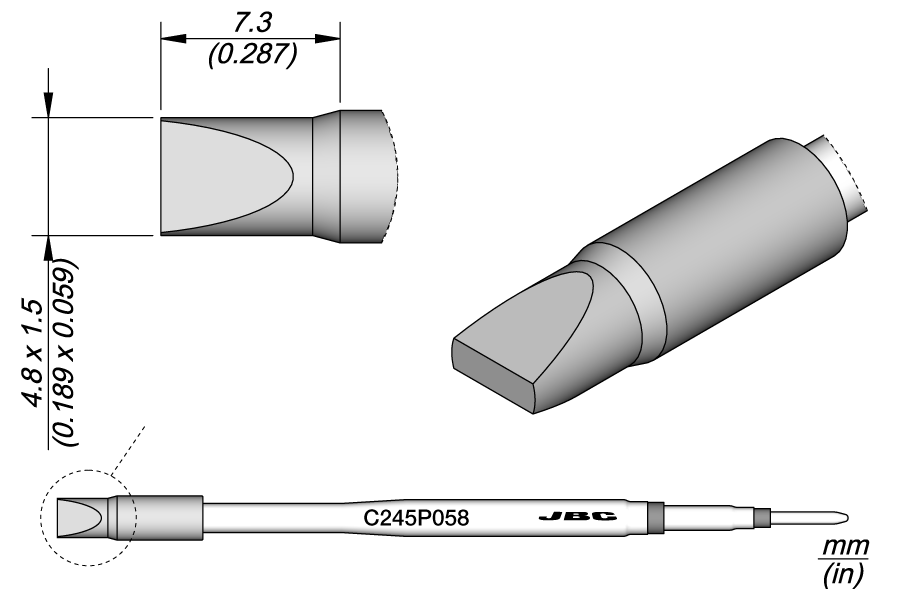 C245P058 - Nickel Chisel Catridge 4.8 x 1.5